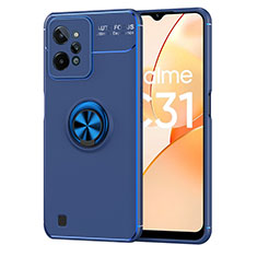 Coque Ultra Fine Silicone Souple Housse Etui avec Support Bague Anneau Aimante Magnetique SD2 pour Realme C31 Bleu