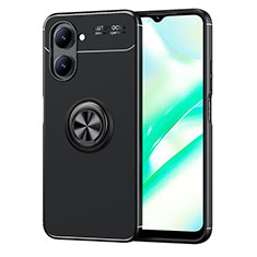 Coque Ultra Fine Silicone Souple Housse Etui avec Support Bague Anneau Aimante Magnetique SD2 pour Realme C33 (2023) Noir