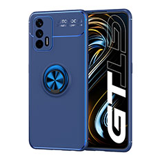 Coque Ultra Fine Silicone Souple Housse Etui avec Support Bague Anneau Aimante Magnetique SD2 pour Realme GT 5G Bleu