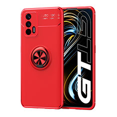 Coque Ultra Fine Silicone Souple Housse Etui avec Support Bague Anneau Aimante Magnetique SD2 pour Realme GT 5G Rouge