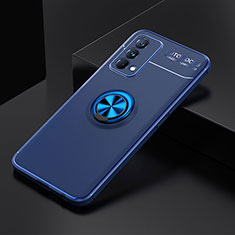 Coque Ultra Fine Silicone Souple Housse Etui avec Support Bague Anneau Aimante Magnetique SD2 pour Realme GT Master 5G Bleu