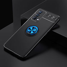 Coque Ultra Fine Silicone Souple Housse Etui avec Support Bague Anneau Aimante Magnetique SD2 pour Realme GT Master 5G Bleu et Noir