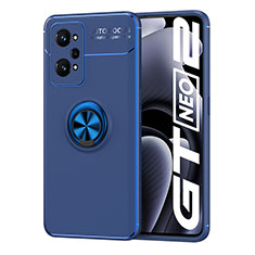 Coque Ultra Fine Silicone Souple Housse Etui avec Support Bague Anneau Aimante Magnetique SD2 pour Realme GT Neo 3T 5G Bleu