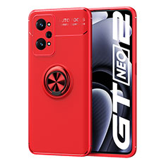 Coque Ultra Fine Silicone Souple Housse Etui avec Support Bague Anneau Aimante Magnetique SD2 pour Realme GT Neo2 5G Rouge