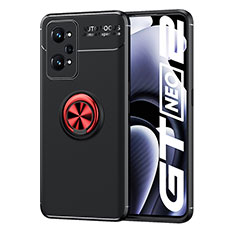 Coque Ultra Fine Silicone Souple Housse Etui avec Support Bague Anneau Aimante Magnetique SD2 pour Realme GT Neo2 5G Rouge et Noir