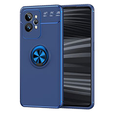 Coque Ultra Fine Silicone Souple Housse Etui avec Support Bague Anneau Aimante Magnetique SD2 pour Realme GT2 Pro 5G Bleu