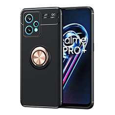 Coque Ultra Fine Silicone Souple Housse Etui avec Support Bague Anneau Aimante Magnetique SD2 pour Realme Narzo 50 Pro 5G Or et Noir