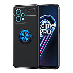 Coque Ultra Fine Silicone Souple Housse Etui avec Support Bague Anneau Aimante Magnetique SD2 pour Realme Q5 5G Bleu et Noir