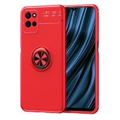 Coque Ultra Fine Silicone Souple Housse Etui avec Support Bague Anneau Aimante Magnetique SD2 pour Realme V11 5G Rouge