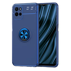 Coque Ultra Fine Silicone Souple Housse Etui avec Support Bague Anneau Aimante Magnetique SD2 pour Realme V11s 5G Bleu