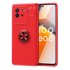 Coque Ultra Fine Silicone Souple Housse Etui avec Support Bague Anneau Aimante Magnetique SD2 pour Vivo iQOO Neo6 5G Rouge