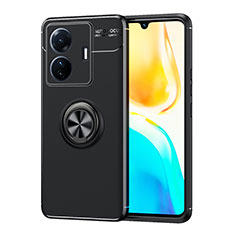 Coque Ultra Fine Silicone Souple Housse Etui avec Support Bague Anneau Aimante Magnetique SD2 pour Vivo iQOO Z6 Pro 5G Noir