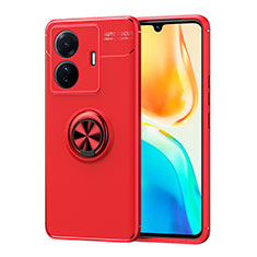 Coque Ultra Fine Silicone Souple Housse Etui avec Support Bague Anneau Aimante Magnetique SD2 pour Vivo T1 5G Rouge