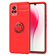 Coque Ultra Fine Silicone Souple Housse Etui avec Support Bague Anneau Aimante Magnetique SD2 pour Vivo V20 (2021) Rouge