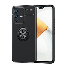 Coque Ultra Fine Silicone Souple Housse Etui avec Support Bague Anneau Aimante Magnetique SD2 pour Vivo V23 Pro 5G Noir