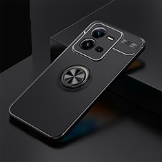 Coque Ultra Fine Silicone Souple Housse Etui avec Support Bague Anneau Aimante Magnetique SD2 pour Vivo V25 5G Noir