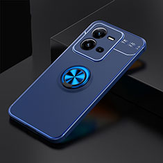 Coque Ultra Fine Silicone Souple Housse Etui avec Support Bague Anneau Aimante Magnetique SD2 pour Vivo V25e Bleu