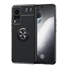 Coque Ultra Fine Silicone Souple Housse Etui avec Support Bague Anneau Aimante Magnetique SD2 pour Vivo X60 Pro 5G Noir