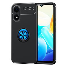 Coque Ultra Fine Silicone Souple Housse Etui avec Support Bague Anneau Aimante Magnetique SD2 pour Vivo Y02S Bleu et Noir