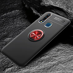 Coque Ultra Fine Silicone Souple Housse Etui avec Support Bague Anneau Aimante Magnetique SD2 pour Vivo Y11 Rouge et Noir