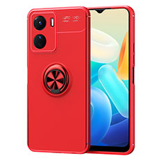 Coque Ultra Fine Silicone Souple Housse Etui avec Support Bague Anneau Aimante Magnetique SD2 pour Vivo Y16 Rouge