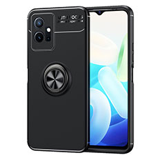 Coque Ultra Fine Silicone Souple Housse Etui avec Support Bague Anneau Aimante Magnetique SD2 pour Vivo Y30 5G Noir