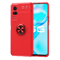 Coque Ultra Fine Silicone Souple Housse Etui avec Support Bague Anneau Aimante Magnetique SD2 pour Vivo Y51A Rouge