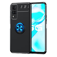 Coque Ultra Fine Silicone Souple Housse Etui avec Support Bague Anneau Aimante Magnetique SD2 pour Vivo Y53s 4G Bleu et Noir