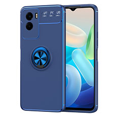 Coque Ultra Fine Silicone Souple Housse Etui avec Support Bague Anneau Aimante Magnetique SD2 pour Vivo Y55s (2021) Bleu