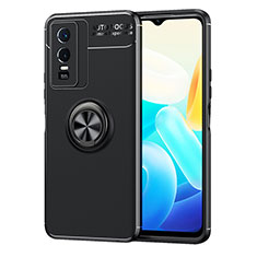 Coque Ultra Fine Silicone Souple Housse Etui avec Support Bague Anneau Aimante Magnetique SD2 pour Vivo Y74s 5G Noir