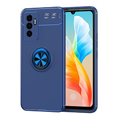 Coque Ultra Fine Silicone Souple Housse Etui avec Support Bague Anneau Aimante Magnetique SD2 pour Vivo Y75 4G Bleu