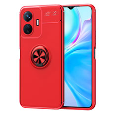 Coque Ultra Fine Silicone Souple Housse Etui avec Support Bague Anneau Aimante Magnetique SD2 pour Vivo Y77e 5G Rouge