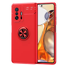 Coque Ultra Fine Silicone Souple Housse Etui avec Support Bague Anneau Aimante Magnetique SD2 pour Xiaomi Mi 11T 5G Rouge