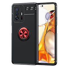 Coque Ultra Fine Silicone Souple Housse Etui avec Support Bague Anneau Aimante Magnetique SD2 pour Xiaomi Mi 11T Pro 5G Rouge et Noir