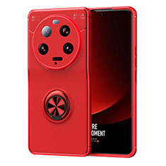 Coque Ultra Fine Silicone Souple Housse Etui avec Support Bague Anneau Aimante Magnetique SD2 pour Xiaomi Mi 13 Ultra 5G Rouge