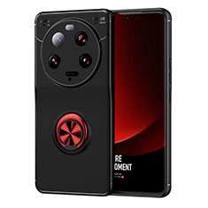 Coque Ultra Fine Silicone Souple Housse Etui avec Support Bague Anneau Aimante Magnetique SD2 pour Xiaomi Mi 13 Ultra 5G Rouge et Noir