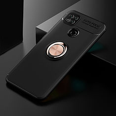 Coque Ultra Fine Silicone Souple Housse Etui avec Support Bague Anneau Aimante Magnetique SD2 pour Xiaomi POCO C3 Or et Noir