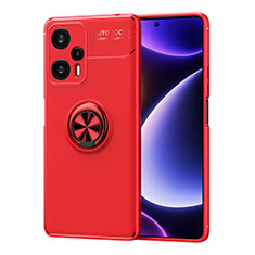 Coque Ultra Fine Silicone Souple Housse Etui avec Support Bague Anneau Aimante Magnetique SD2 pour Xiaomi Poco F5 5G Rouge