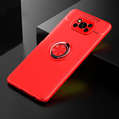 Coque Ultra Fine Silicone Souple Housse Etui avec Support Bague Anneau Aimante Magnetique SD2 pour Xiaomi Poco X3 Rouge