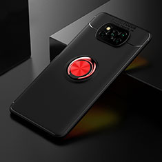 Coque Ultra Fine Silicone Souple Housse Etui avec Support Bague Anneau Aimante Magnetique SD2 pour Xiaomi Poco X3 Rouge et Noir