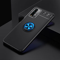 Coque Ultra Fine Silicone Souple Housse Etui avec Support Bague Anneau Aimante Magnetique SD2 pour Xiaomi Redmi 9 Power Bleu et Noir