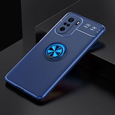 Coque Ultra Fine Silicone Souple Housse Etui avec Support Bague Anneau Aimante Magnetique SD2 pour Xiaomi Redmi K40 5G Bleu