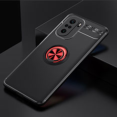 Coque Ultra Fine Silicone Souple Housse Etui avec Support Bague Anneau Aimante Magnetique SD2 pour Xiaomi Redmi K40 Pro 5G Rouge et Noir