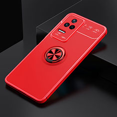 Coque Ultra Fine Silicone Souple Housse Etui avec Support Bague Anneau Aimante Magnetique SD2 pour Xiaomi Redmi K50 Pro 5G Rouge