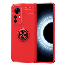 Coque Ultra Fine Silicone Souple Housse Etui avec Support Bague Anneau Aimante Magnetique SD2 pour Xiaomi Redmi K50 Ultra 5G Rouge