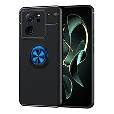 Coque Ultra Fine Silicone Souple Housse Etui avec Support Bague Anneau Aimante Magnetique SD2 pour Xiaomi Redmi K60 Ultra 5G Bleu et Noir