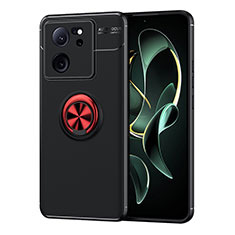 Coque Ultra Fine Silicone Souple Housse Etui avec Support Bague Anneau Aimante Magnetique SD2 pour Xiaomi Redmi K60 Ultra 5G Rouge et Noir