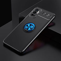 Coque Ultra Fine Silicone Souple Housse Etui avec Support Bague Anneau Aimante Magnetique SD2 pour Xiaomi Redmi Note 10T 5G Bleu et Noir