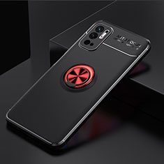 Coque Ultra Fine Silicone Souple Housse Etui avec Support Bague Anneau Aimante Magnetique SD2 pour Xiaomi Redmi Note 10T 5G Rouge et Noir