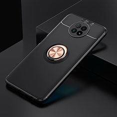 Coque Ultra Fine Silicone Souple Housse Etui avec Support Bague Anneau Aimante Magnetique SD2 pour Xiaomi Redmi Note 9 5G Or et Noir